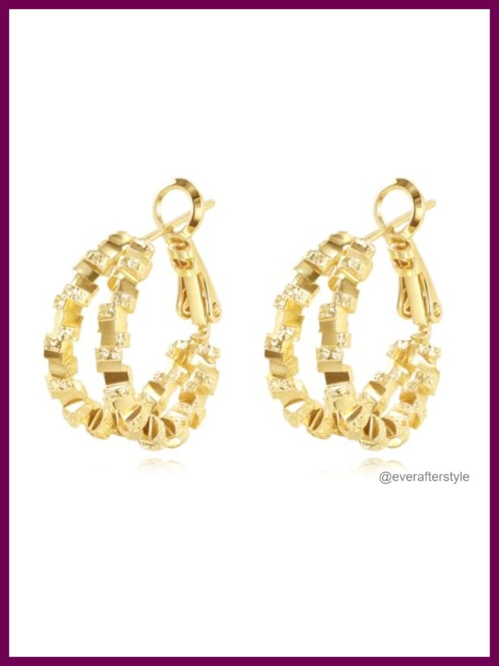 14K Gold Filled Geometric Cluster Hoop Earrings for Women